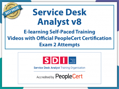 SDI - Service Desk Analyst v8 (SDA)- eLearning and PeopleCert Exam Offer.